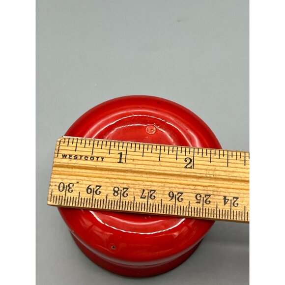 Vintage Metlox Red Ceramic Salt & Pepper Shakers 3" Diameter Floral Design - Picture 6 of 13